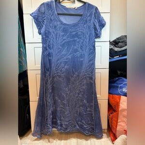 SOFT SURROUNDINGS Frangipani Lined 100% Silk Tee Dress Size Small